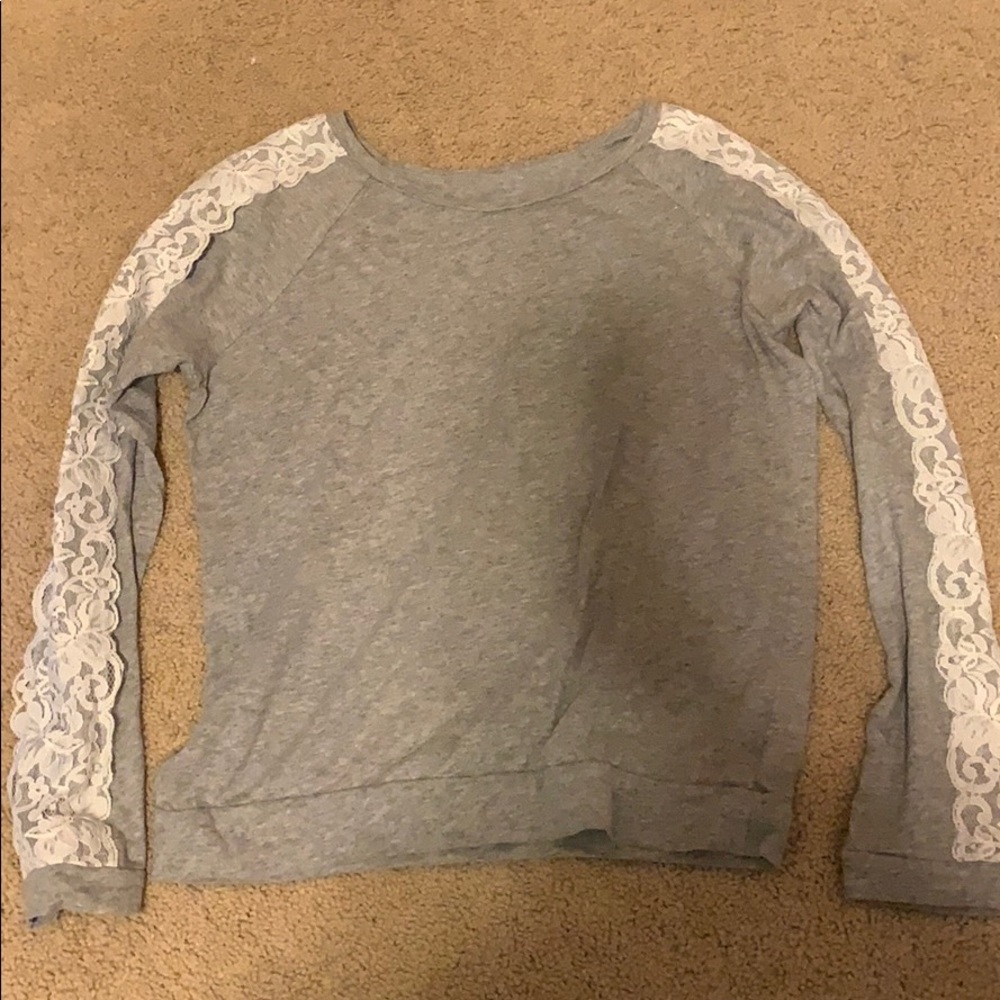 Grey lace long sleeve